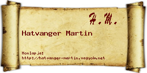 Hatvanger Martin névjegykártya
