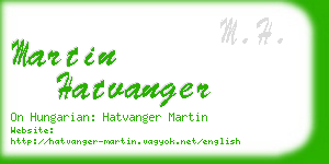 martin hatvanger business card